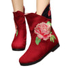 Peacock Vintage Beijing Cloth Shoes Embroidered Boots jujube - Mega Save Wholesale & Retail - 1