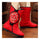 Peacock Vintage Beijing Cloth Shoes Embroidered Boots red - Mega Save Wholesale & Retail - 2