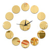 3D Acrylic Circle Mirror DIY Creative Sticking Wall Clock   golden - Mega Save Wholesale & Retail