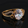 European Fashionable Vintage Ring   gold plated white zircon 7.75#