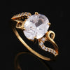 European Fashionable Vintage Ring    gold plated white zircon 6.5#