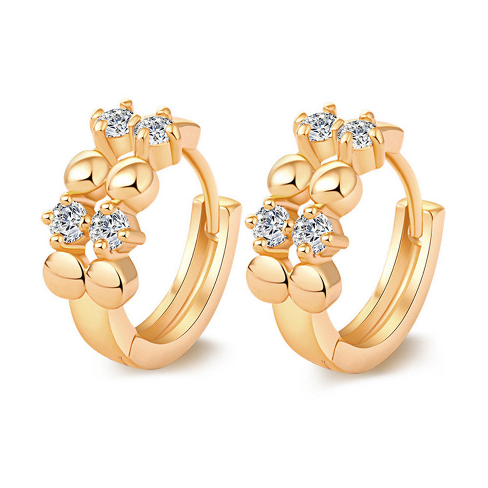 Love Heart Fake Gold Galvanized Zircon Earrings - Mega Save Wholesale & Retail - 1