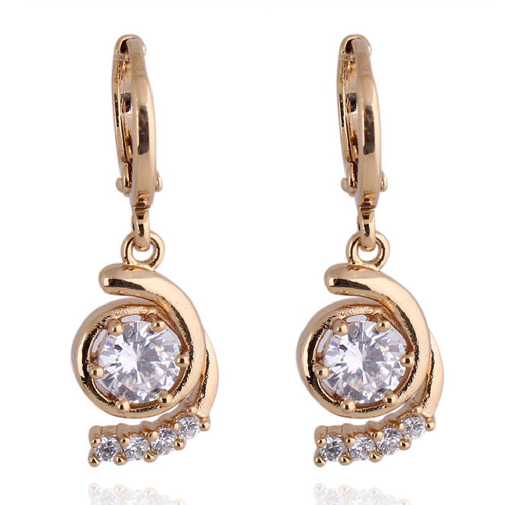 18K Gold Galvanized Zircon Earrings   white - Mega Save Wholesale & Retail - 1