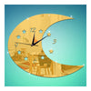 Moon Wall Clock Creative Mirror Kid Room Decoration   golden - Mega Save Wholesale & Retail