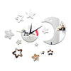 Living Room Wall Clock 3D Moon Star Mirror   silver - Mega Save Wholesale & Retail