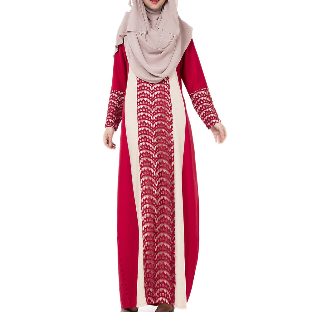 Arabian Robe Middle East Muslim Long Dress    red   M