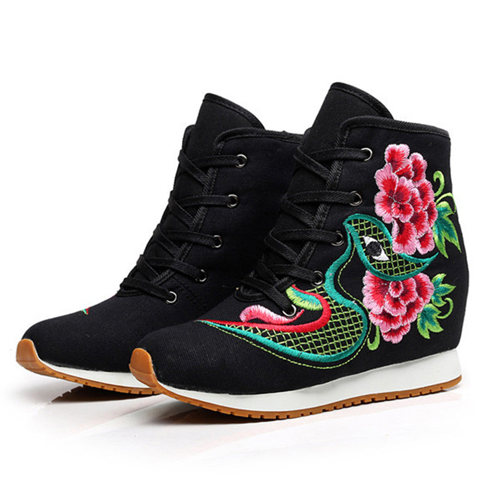 Vintage Beijing Cloth Shoes Embroidered Boots black - Mega Save Wholesale & Retail - 1