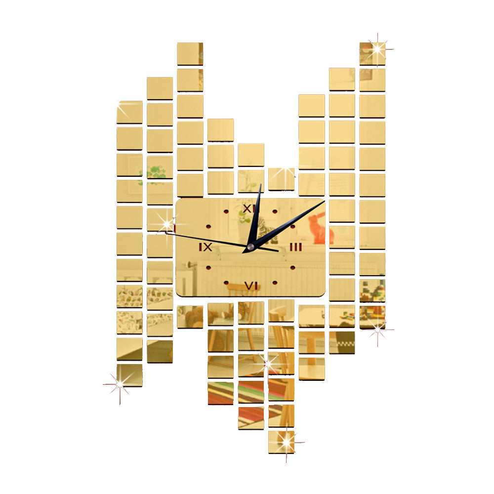 Living Room Decoration Wall Clock Mosaik Creative DIY   golden