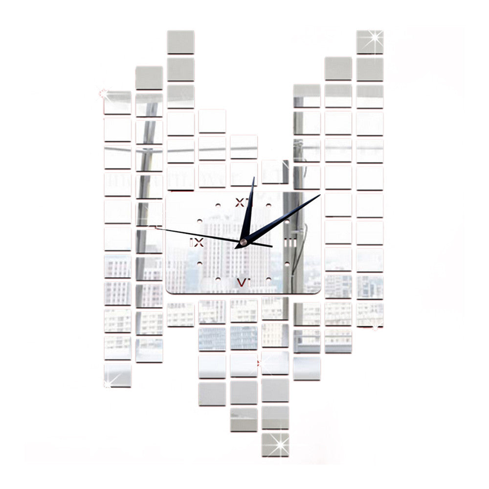 Living Room Decoration Wall Clock Mosaik Creative DIY    silver - Mega Save Wholesale & Retail
