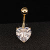 Love Heart Navel Buckle Ring Body Puncture Ornament Accessory Belly Dance  gold plated white zircon