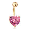 Love Heart Navel Buckle Ring Body Puncture Ornament Accessory Belly Dance  gold plated pink zircon - Mega Save Wholesale & Retail