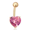 Love Heart Navel Buckle Ring Body Puncture Ornament Accessory Belly Dance  gold plated pink zircon