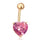 Love Heart Navel Buckle Ring Body Puncture Ornament Accessory Belly Dance  gold plated pink zircon