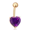 Love Heart Navel Buckle Ring Body Puncture Ornament Accessory Belly Dance   gold plated purple zircon - Mega Save Wholesale & Retail