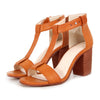 High Thick Heel Sandals Open Toe T Shape Strap   light brown  35 - Mega Save Wholesale & Retail