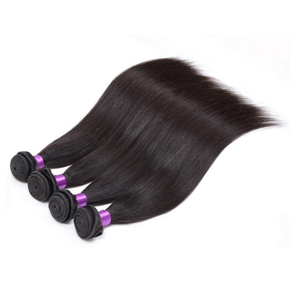 Natural Color Real Hair Weft Wig    18 inch