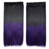 Dyed Long Straight Hair Extension Gradient Ramp Wig    black to dark purple
