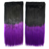 Dyed Long Straight Hair Extension Gradient Ramp Wig    black to violet