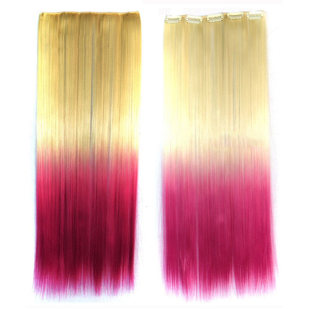 Wig Dyed Gradient Ramp Hair Extension   beige to rose red - Mega Save Wholesale & Retail