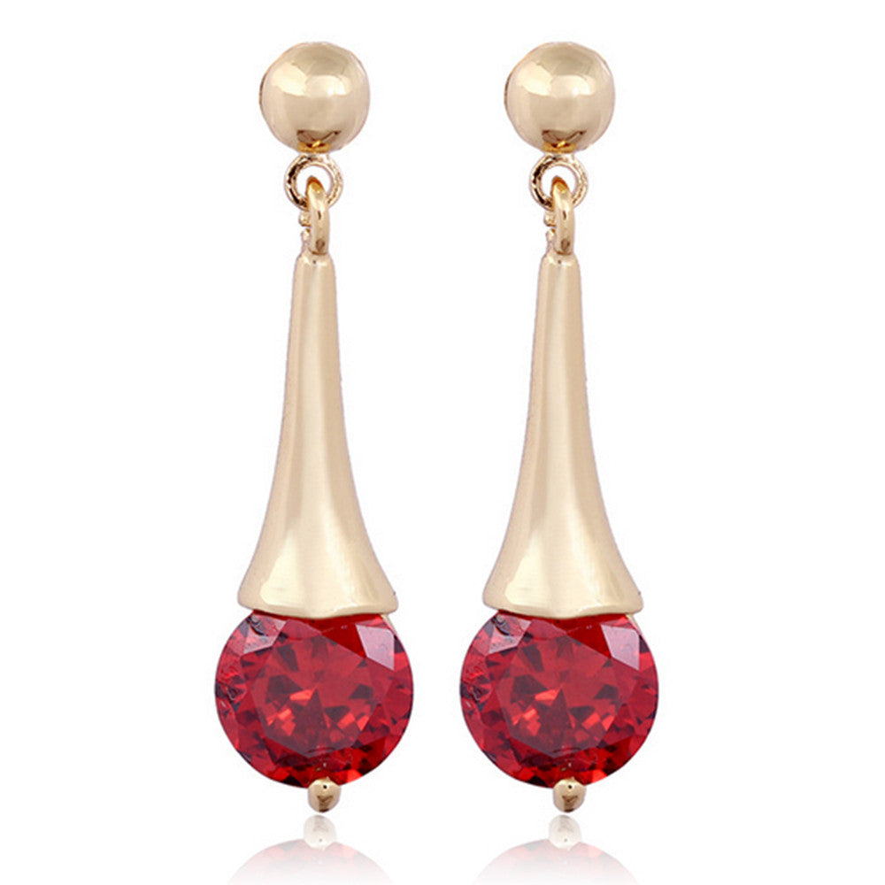Boutique Zircon Ear Studs    gold plated red zircon - Mega Save Wholesale & Retail - 1