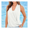Solid Color V-necked Chiffon Splicing Vest  white   S - Mega Save Wholesale & Retail - 1