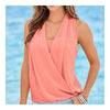 Solid Color V-necked Chiffon Splicing Vest   pink   S - Mega Save Wholesale & Retail - 1