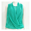 Solid Color V-necked Chiffon Splicing Vest   green   S - Mega Save Wholesale & Retail - 2