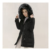 Hooded Middle Long Racoon Down Coat Woman Slim Warm   black   S - Mega Save Wholesale & Retail - 1