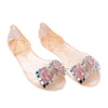 Manual Beands Transparent Jelly Shoes Beach Bowknot Peep-toe Sandals   champagne - Mega Save Wholesale & Retail