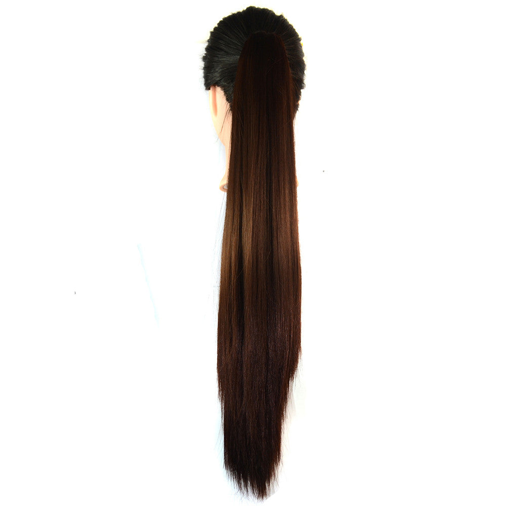 Claw Clip Long Straight Horsetail Wig brown black