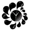 3D Water-drop Mirror Wall Clock Acrylic Sticking   black - Mega Save Wholesale & Retail