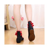 Vintage Bamboo Style Embroidered Old Beijing Black Cloth Shoes for Woman Online with Colorful Ankle Straps - Mega Save Wholesale & Retail - 3
