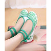Vintage Bamboo National Style Increased within Slipsole Embroidered Shoes Old Beijing Cloth Shoes green - Mega Save Wholesale & Retail - 2