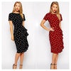 Hot Sexy Women's Chiffon Polka Dot Bodycon Short Sleeve Cocktail Party Dress Casual Dress Red S - Mega Save Wholesale & Retail - 1
