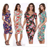 Hot Women Floral Print Slim Dress Bandage Bodycon Stretch Mini Pencil Dress White S - Mega Save Wholesale & Retail - 1