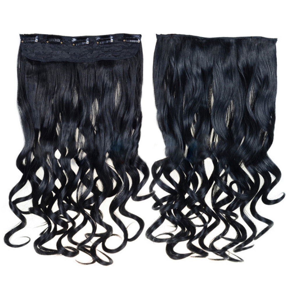 Long Curled Hair Extension 5 Cards Wig   high temperature silk 1# black - Mega Save Wholesale & Retail