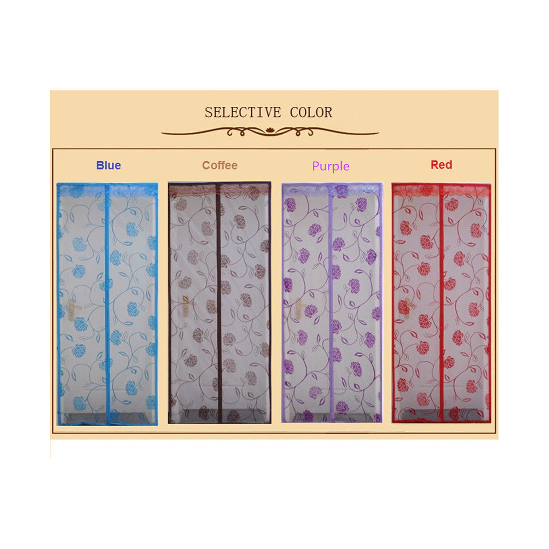Factory direct mosquito yarn curtain magnetic soft screen door mosquito-free summer wear grade flocking Shamen   purple - Mega Save Wholesale & Retail - 1