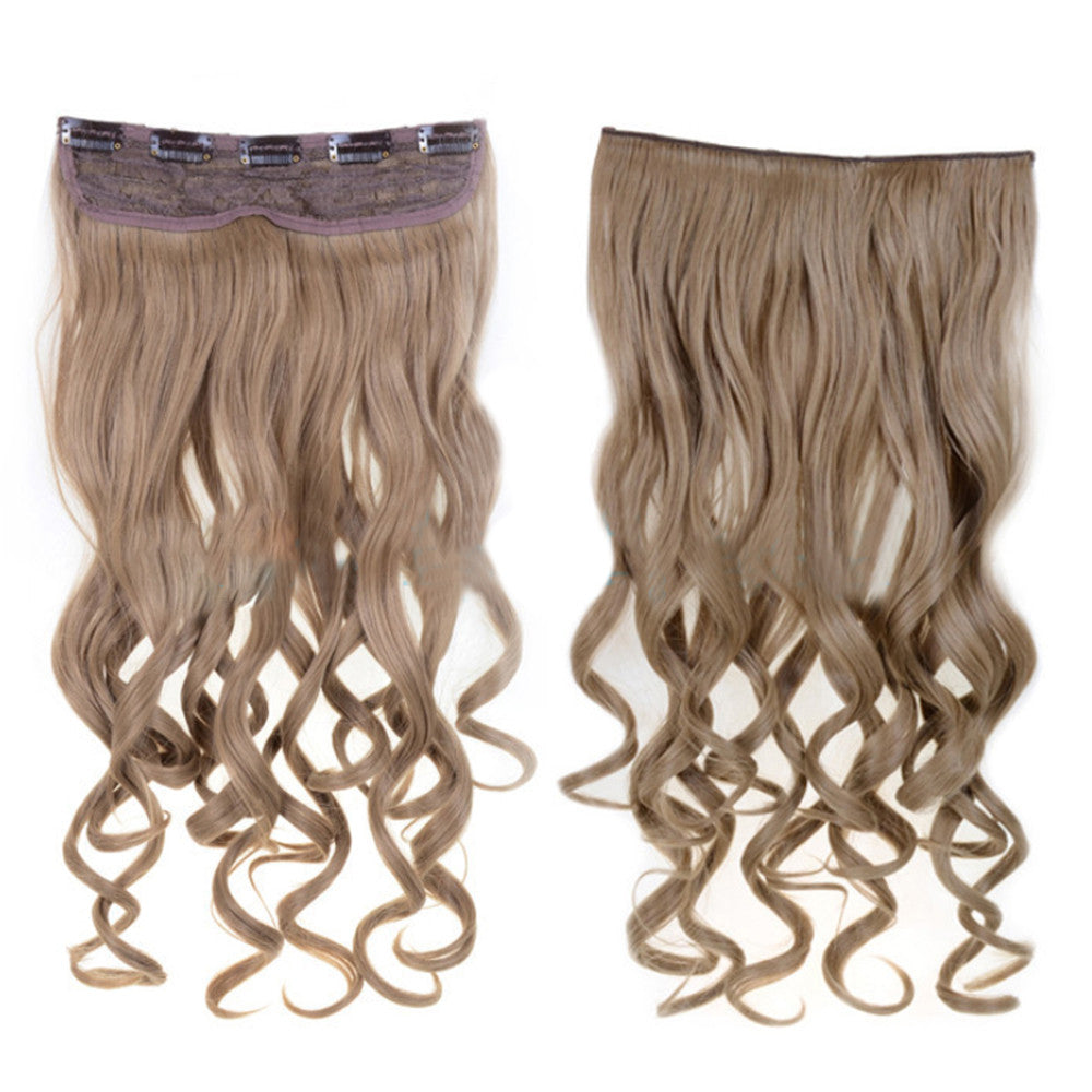 Long Curled Hair Extension 5 Cards Wig   high temperature silk 16# light grey - Mega Save Wholesale & Retail