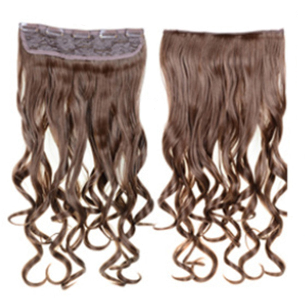 Long Curled Hair Extension 5 Cards Wig   high temperature silk 6# tea color - Mega Save Wholesale & Retail
