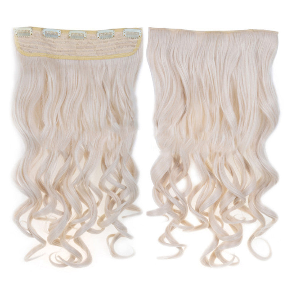 Long Curled Hair Extension 5 Cards Wig   high temperature silk60# golden white - Mega Save Wholesale & Retail