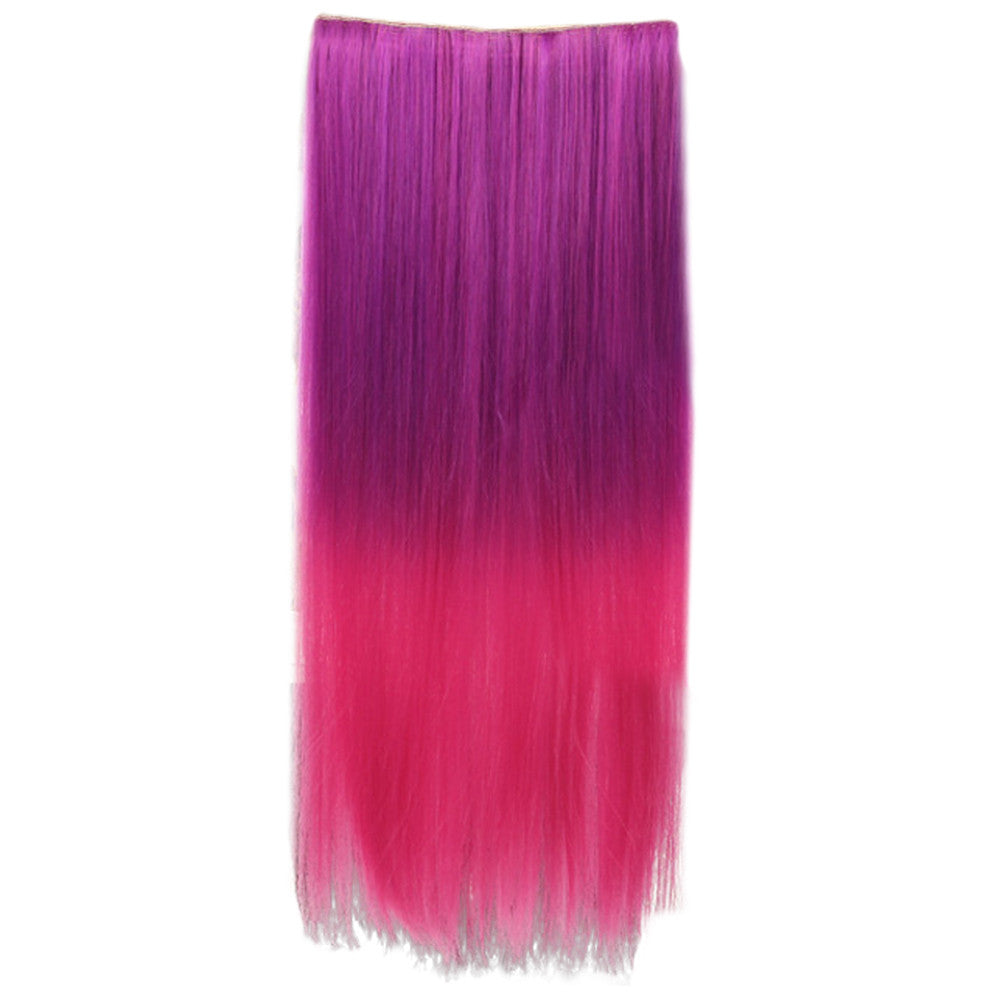 Gradient Ramp Five Cards Hair Extension Wig    purple to rose red - Mega Save Wholesale & Retail - 1