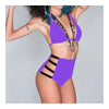 High Waist Swimwear Swimsuit Sexy Vintage Tie Bikini  purple  S - Mega Save Wholesale & Retail - 1