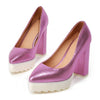 Thick Sole High Heel Thin Shoes Pointed Casual  purple - Mega Save Wholesale & Retail - 1