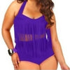 High Waist Fat Tassel Bikini Women Swimwear Swimsuit Europe and America  purple - Mega Save Wholesale & Retail - 1