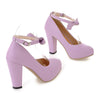 Sweet High Thick Heel Round Last Women Thin Shoes Buckle   purple - Mega Save Wholesale & Retail - 2