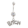 Puncture Ornament Flower Zircon Navel Ring Buckle     platinum plated white - Mega Save Wholesale & Retail - 1