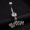 Puncture Ornament Flower Zircon Navel Ring Buckle     platinum plated white - Mega Save Wholesale & Retail - 2