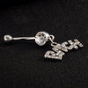 Puncture Ornament Flower Zircon Navel Ring Buckle     platinum plated white - Mega Save Wholesale & Retail - 3