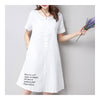 Middle Long Slim Pullover T-shirt Dress   white   M - Mega Save Wholesale & Retail