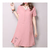 Middle Long Slim Pullover T-shirt Dress   pink   M - Mega Save Wholesale & Retail